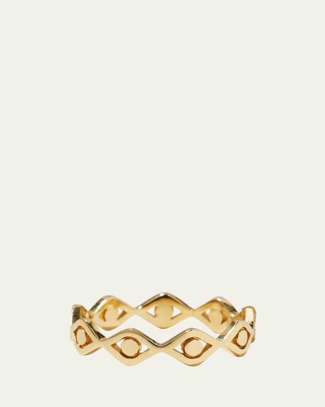 14k Yellow Gold Small Pure Evil Eye Eternity Ring, Size